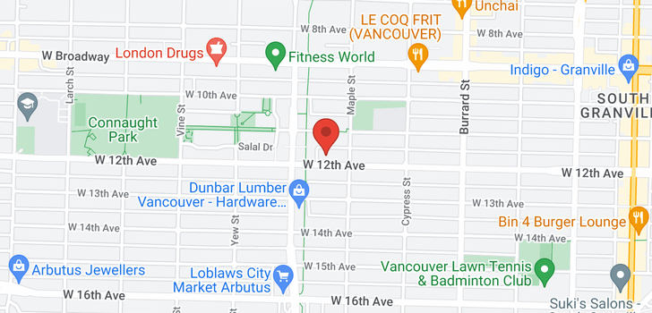 map of 312 2065 W 12TH AVENUE